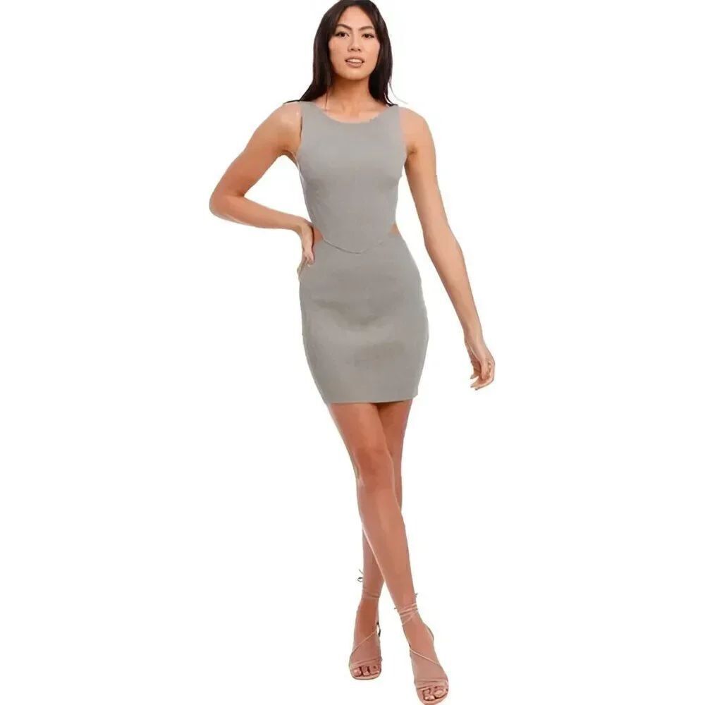 NWT Bec and Bridge Versailles Knit Mini Bodycon Sculpted Sage Green Dress